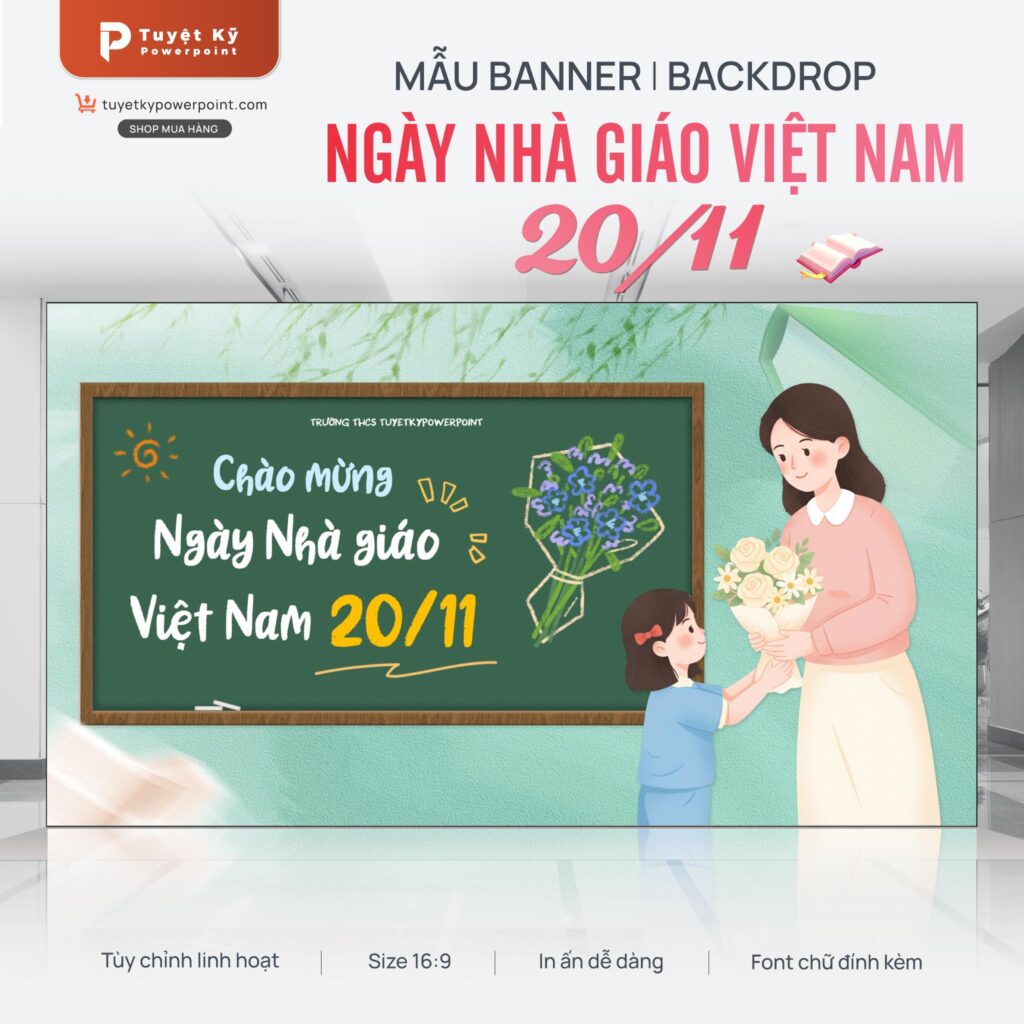 Mẫu Backdrop/Banner Chào Mừng Ngày Nhà Giáo Việt Nam 20/11