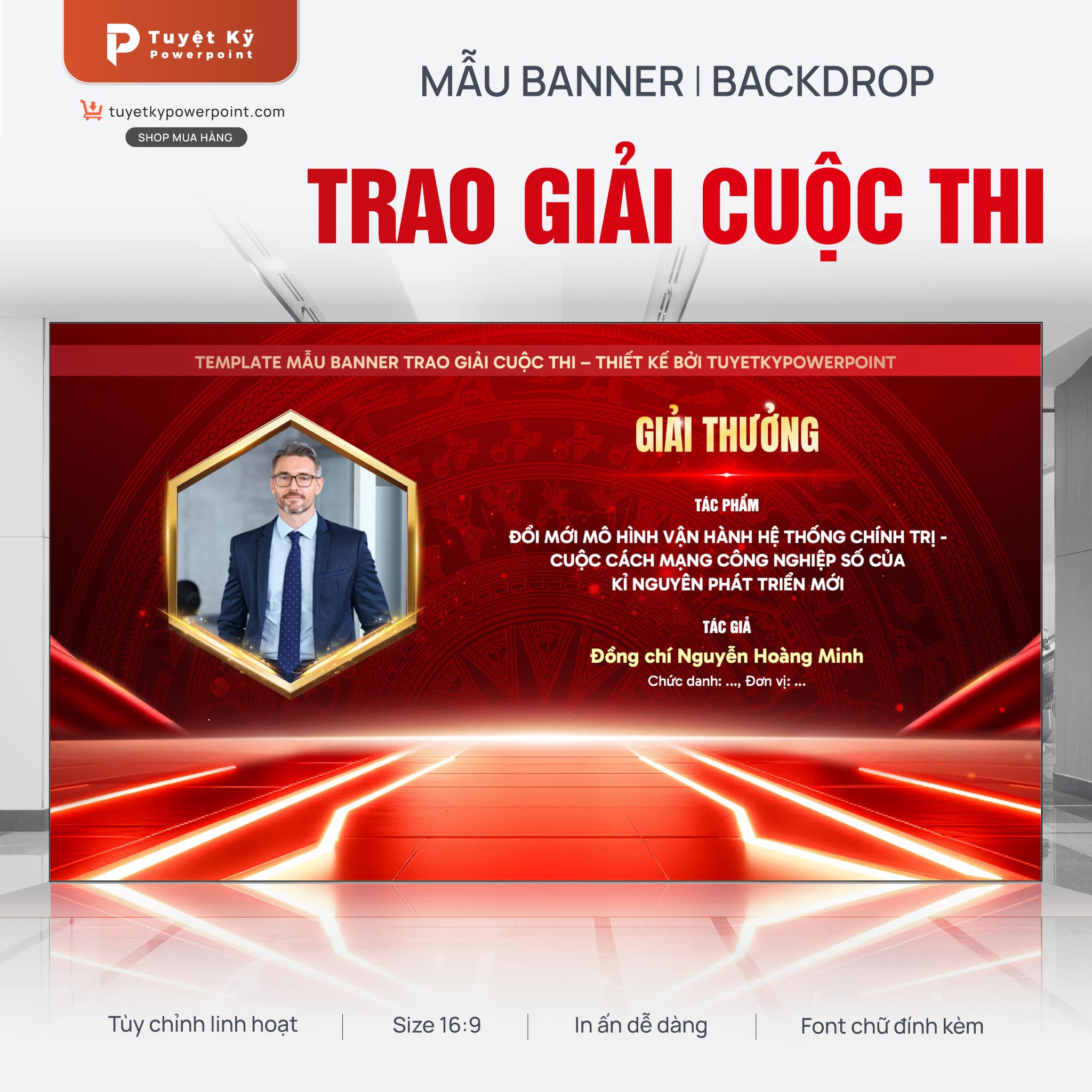 backdrop banner trao giải top 1