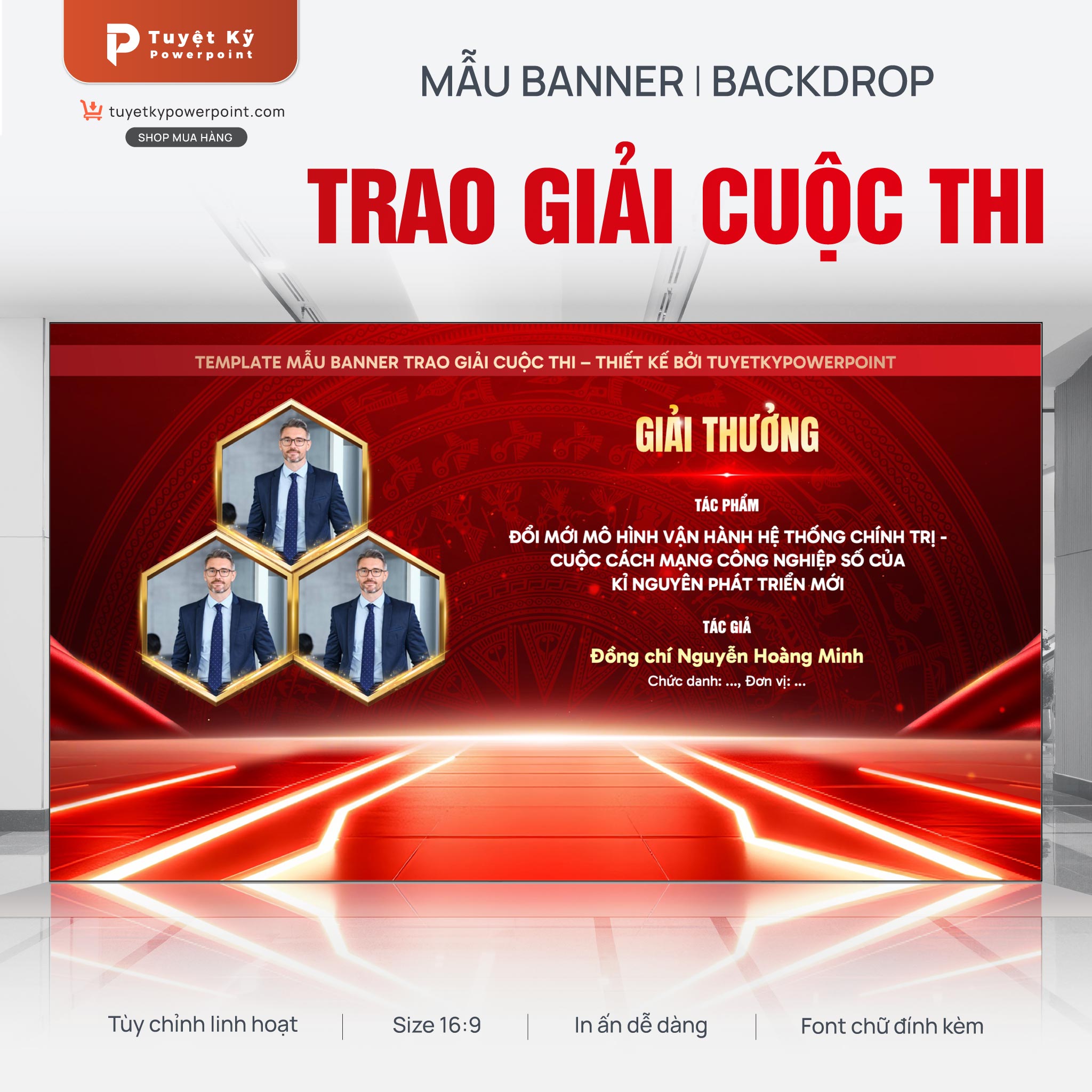backdrop banner trao giải top 3