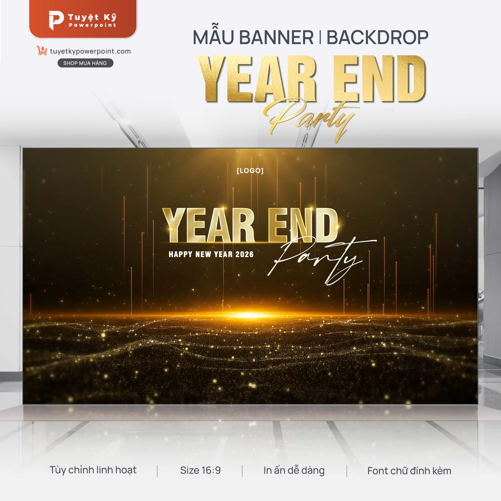 backdrop banner year end party tiệc cuối năm