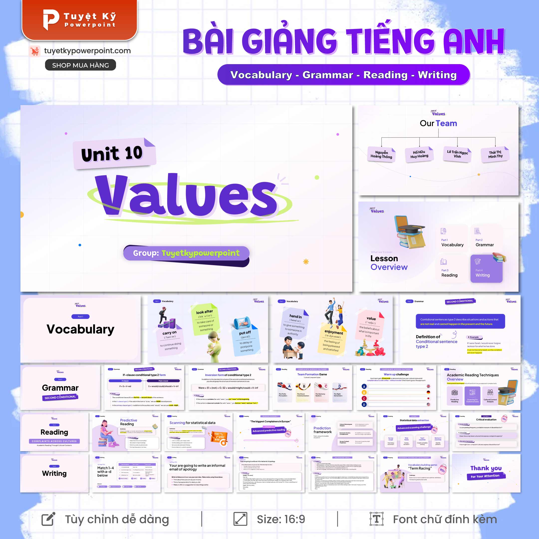 bài giảng tiếng anh vocabulary grammar reading writing