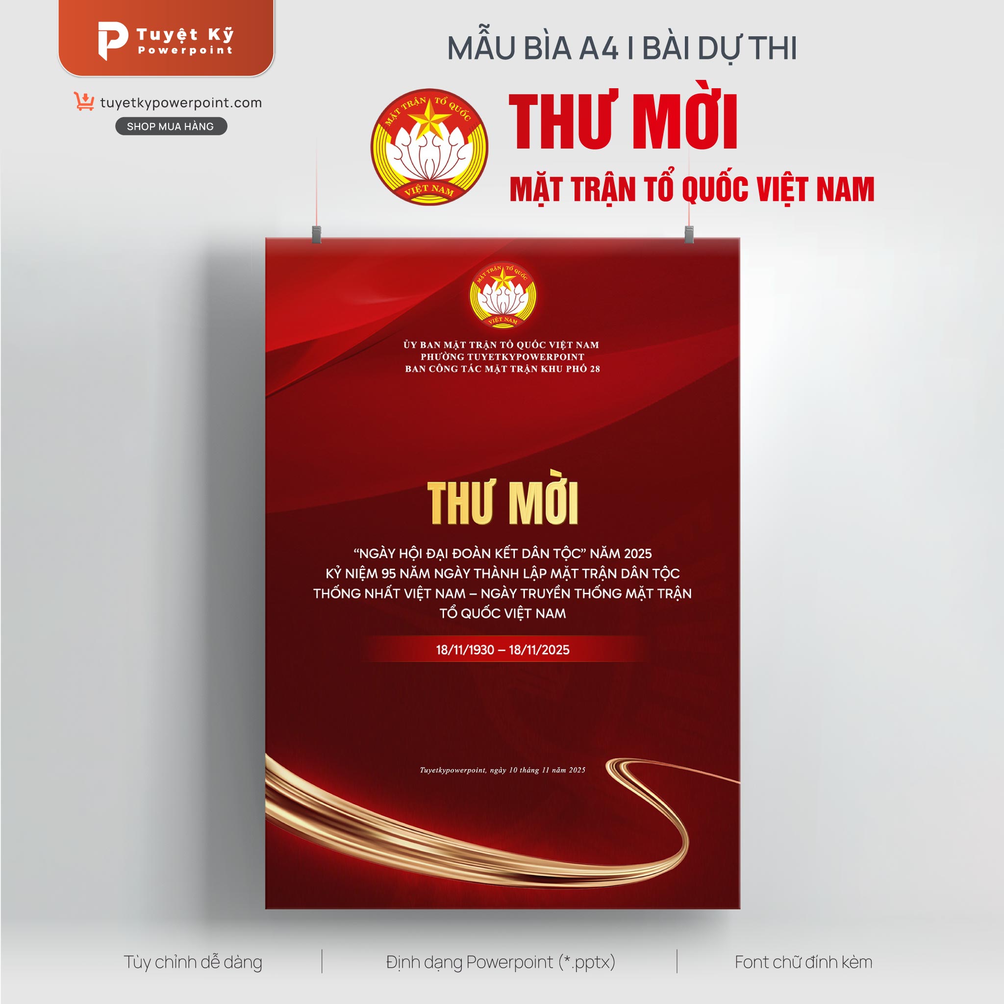 Mẫu Thư mời Kỷ niệm 95 năm Ngày truyền thống Mặt trận Tổ quốc Việt Nam