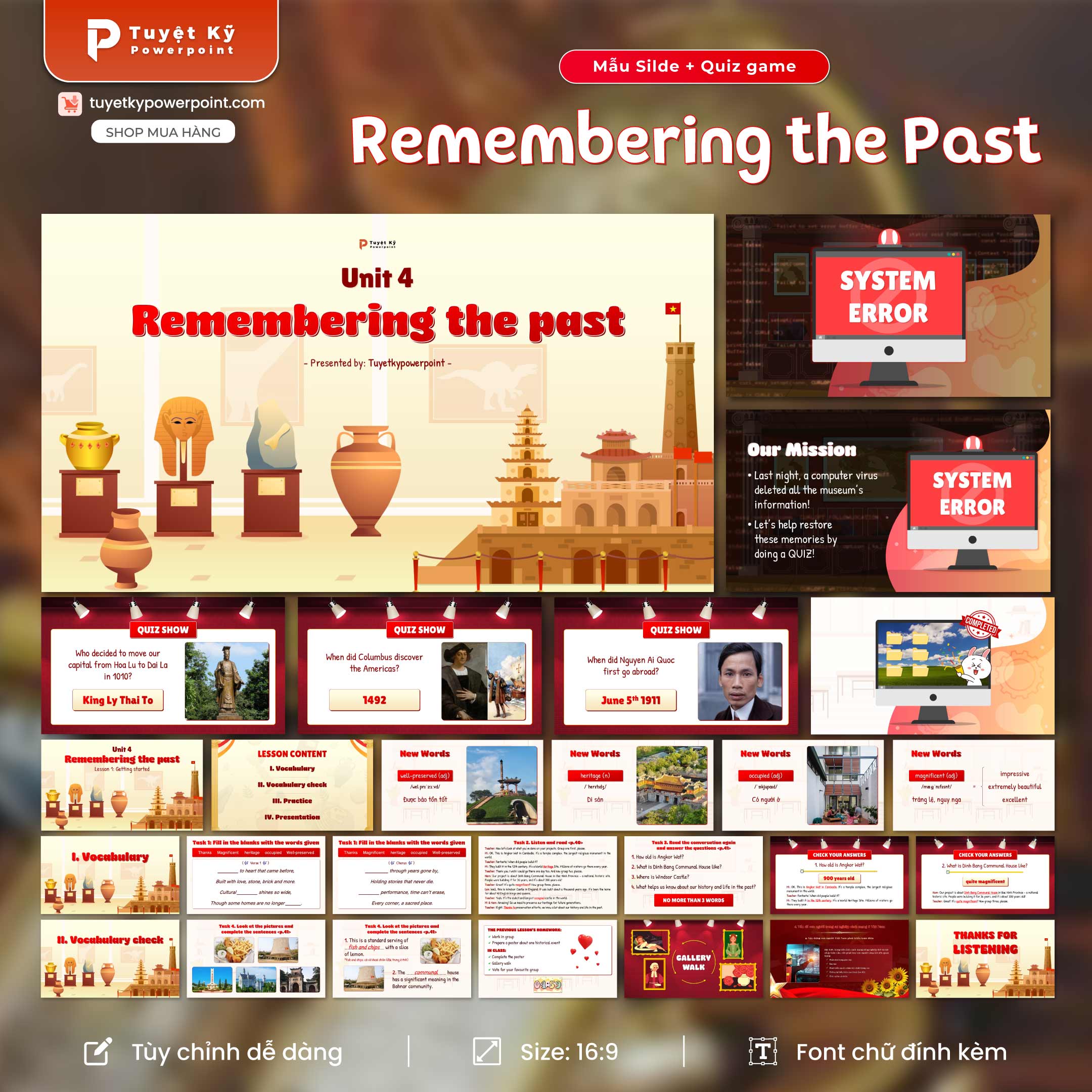slide tiếng anh remembering the past quiz game