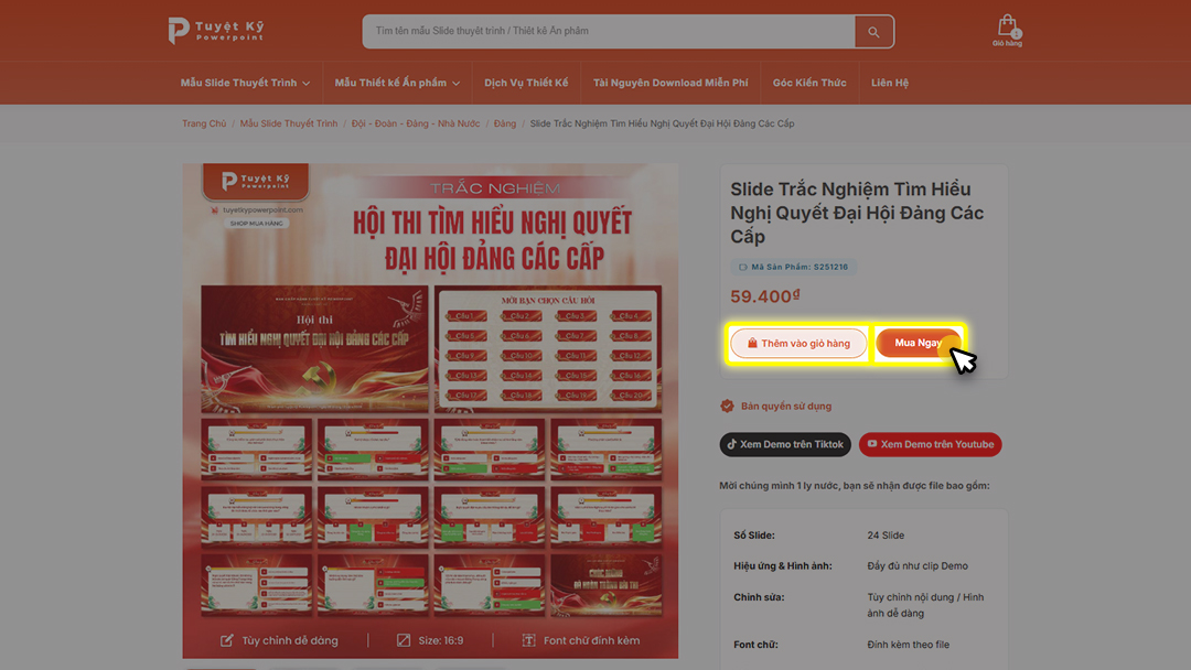 Hướng dẫn mua hàng trên website Tuyệt kỹ Powerpoint