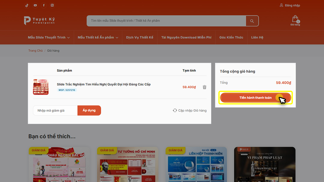 Hướng dẫn mua hàng trên website Tuyệt kỹ Powerpoint 