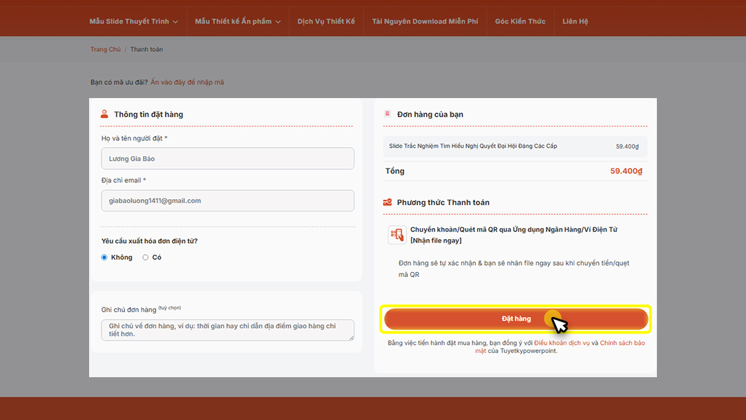 Hướng dẫn mua hàng trên website Tuyệt kỹ Powerpoint 