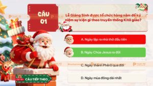 mẫu câu quiz game giáng sinh noel đáp án bố trí dọc