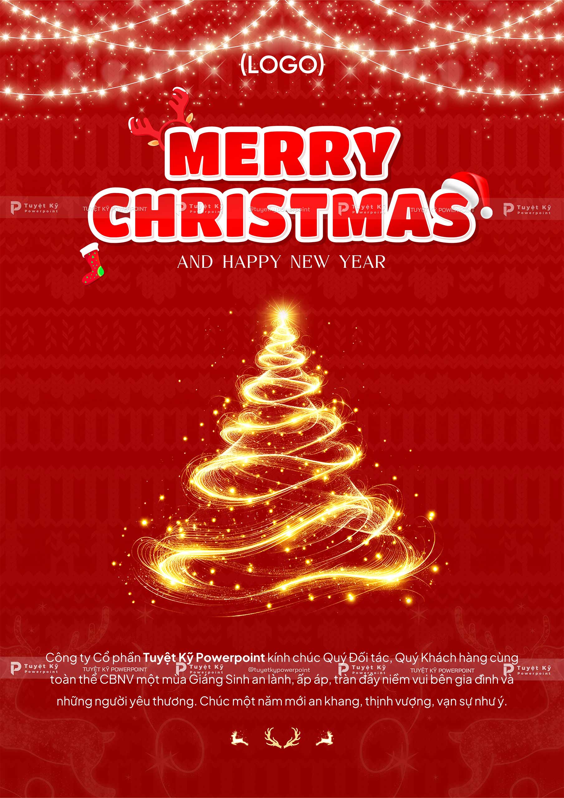 mẫu poster social post merry christmas and happy new year