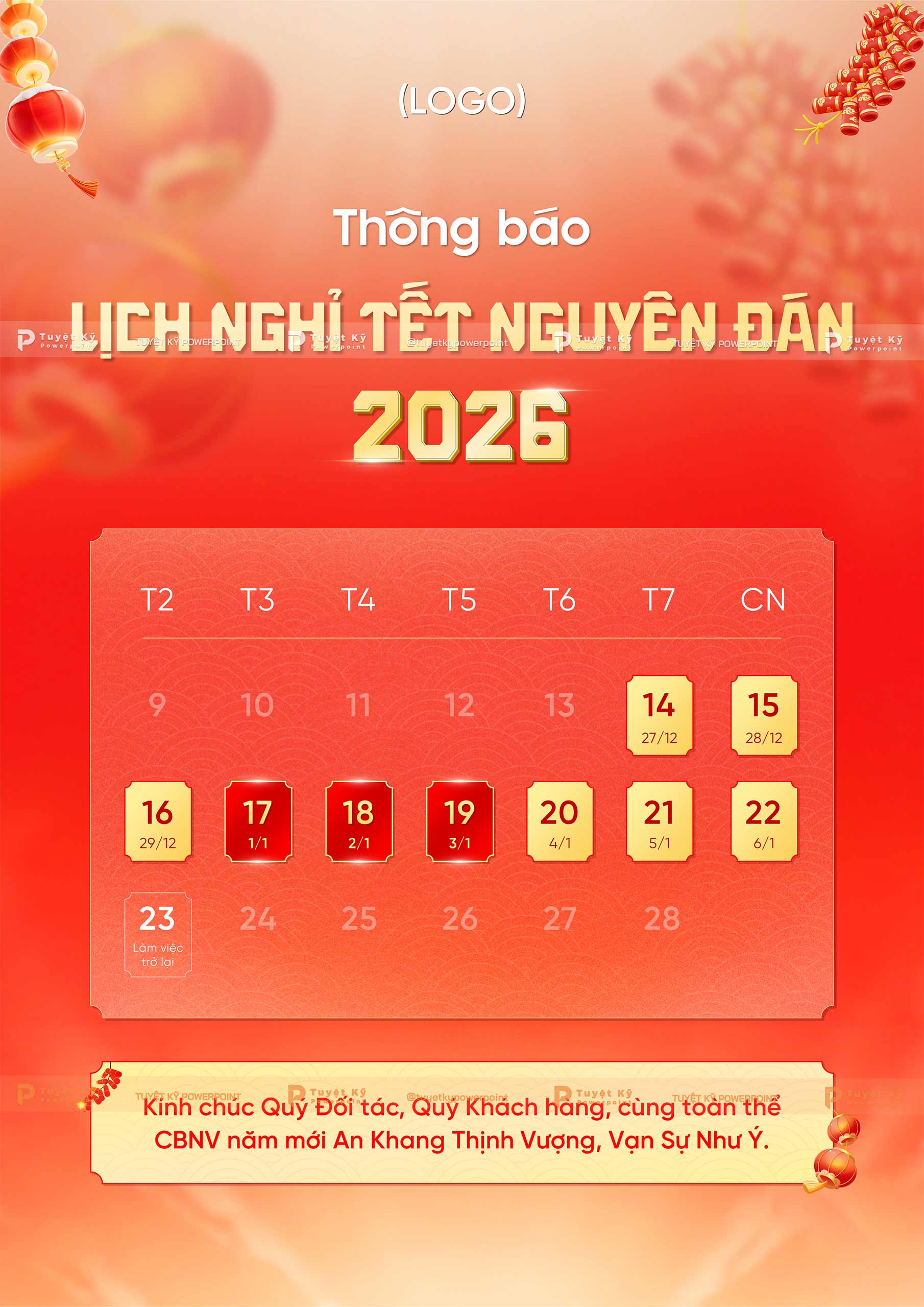 poster social post thông báo tết nguyên đán