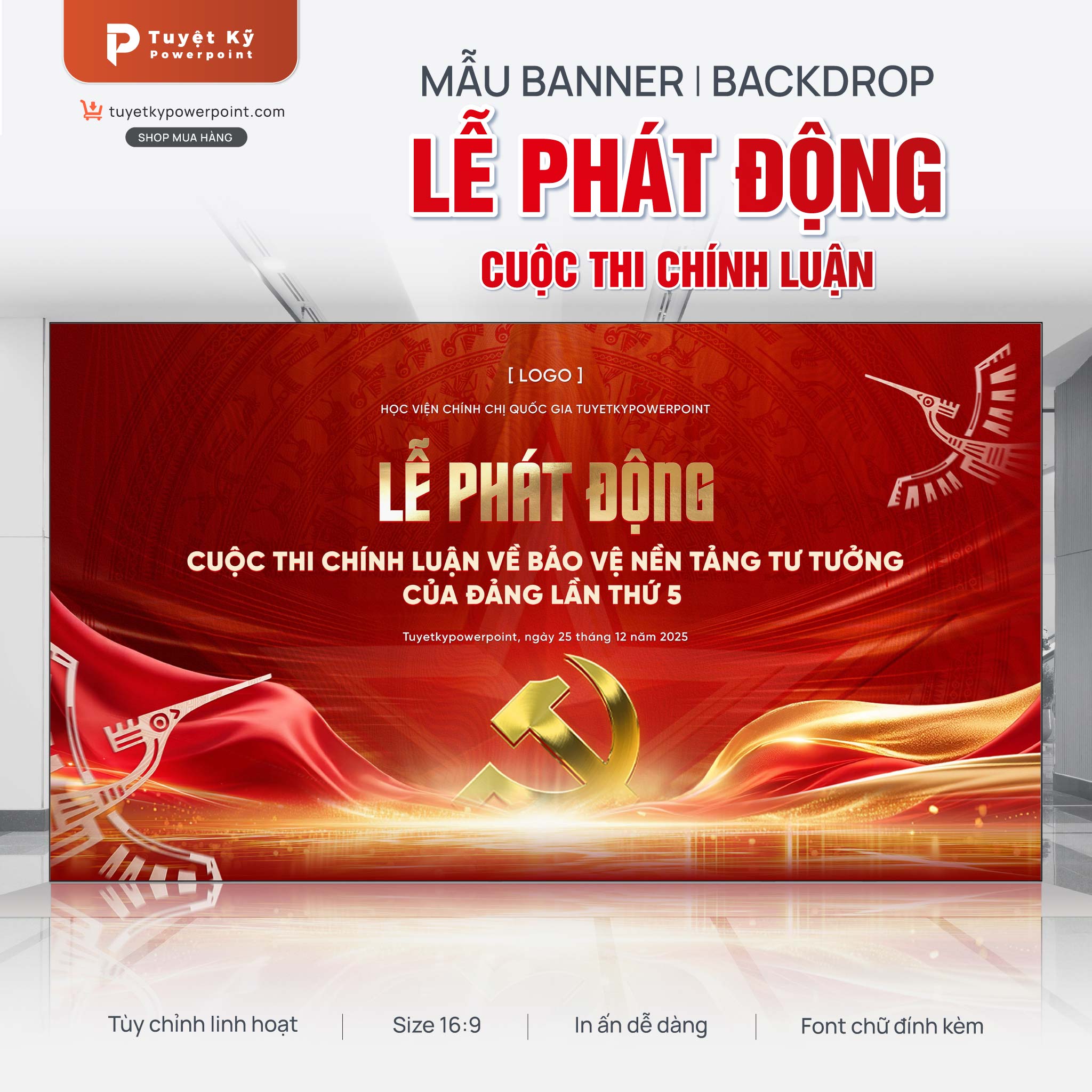 backdrop banner lễ phát động cuộc thi chính luận