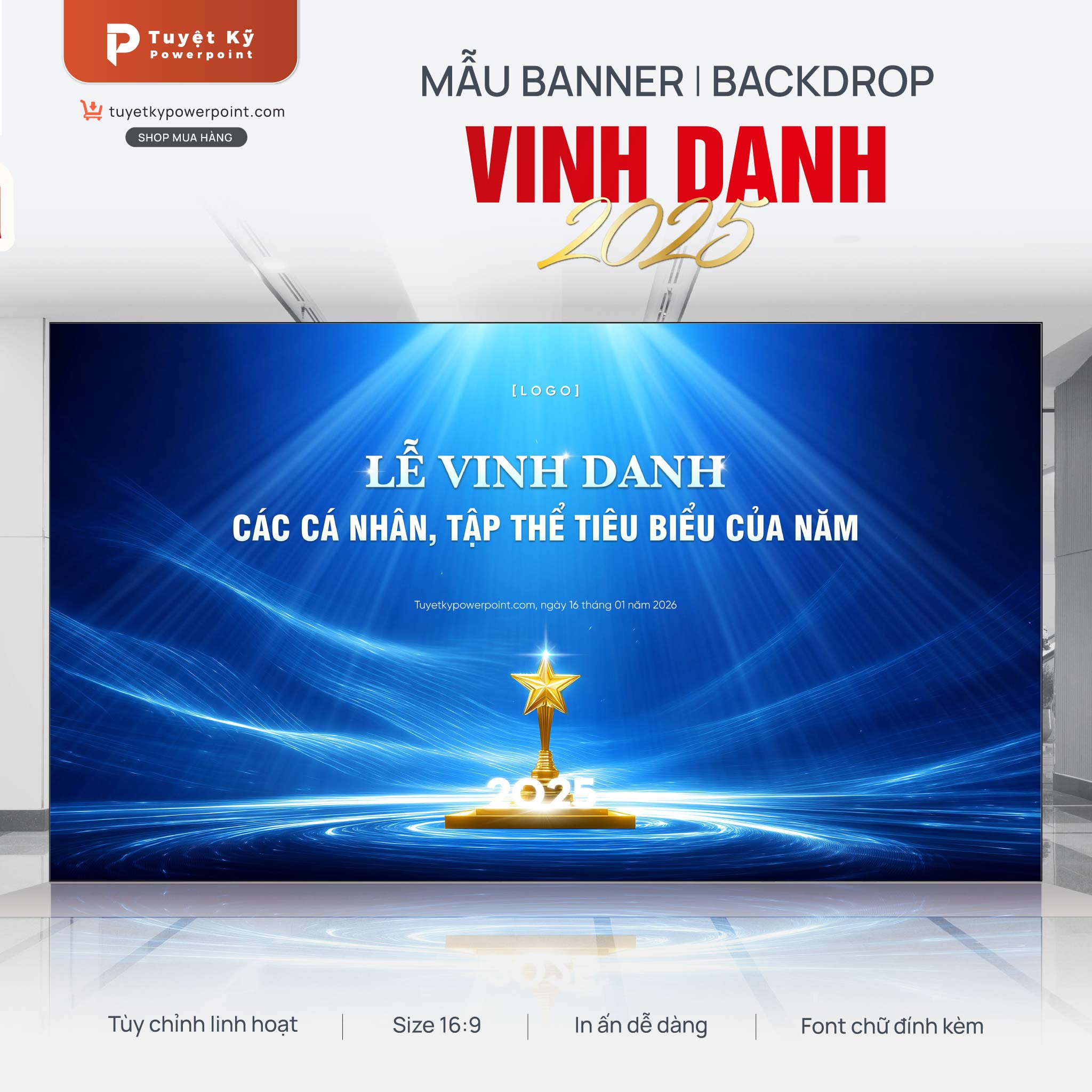 Mẫu Backdrop/Banner Lễ Vinh Danh Cá Nhân – Tập Thể Tiêu Biểu