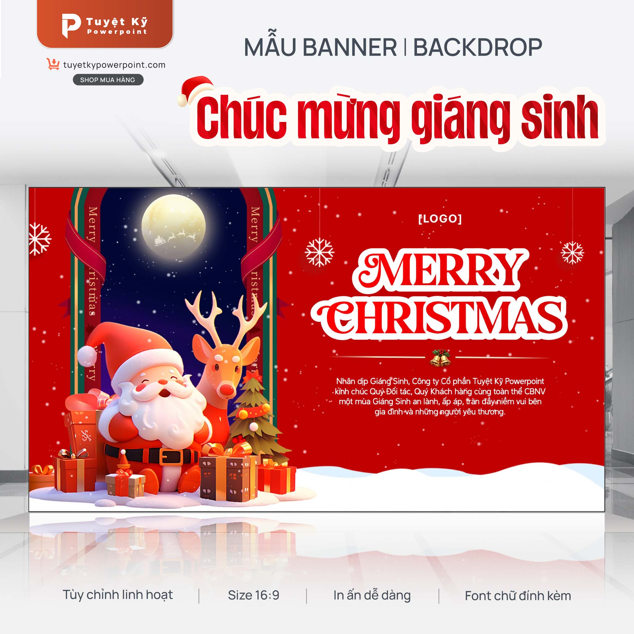 backdrop banner merry christmas giáng sinh an lành