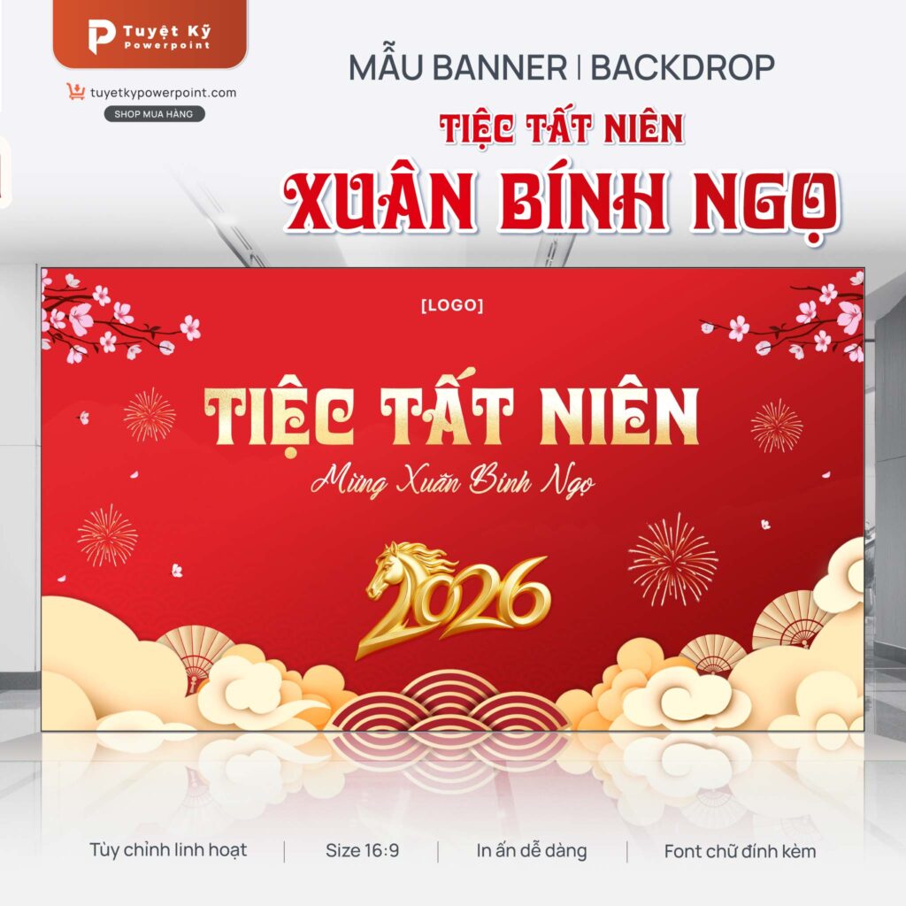 Mẫu Backdrop/Banner Chúc Mừng Năm Mới – Xuân Bính Ngọ
