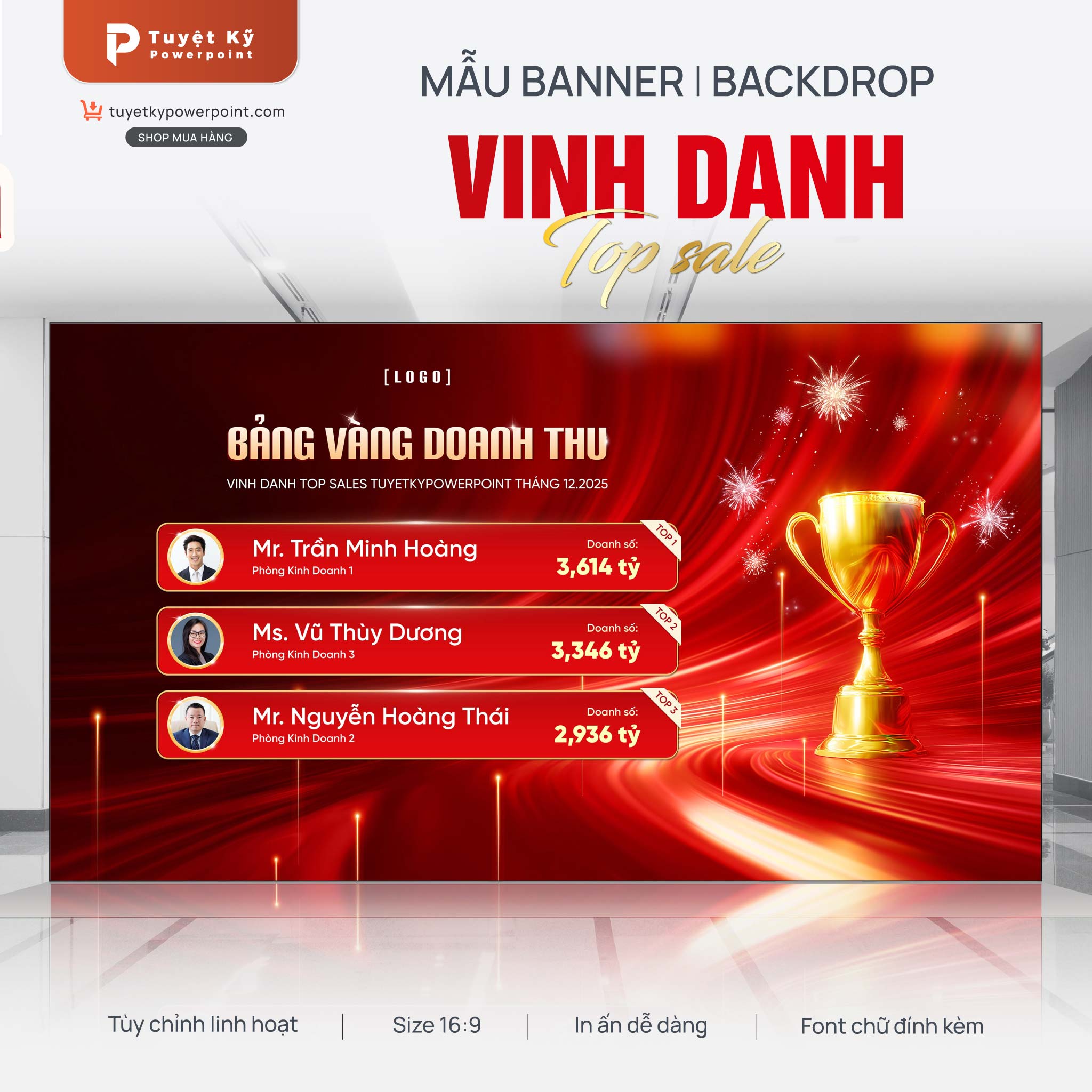 backdrop banner vinh danh top tháng