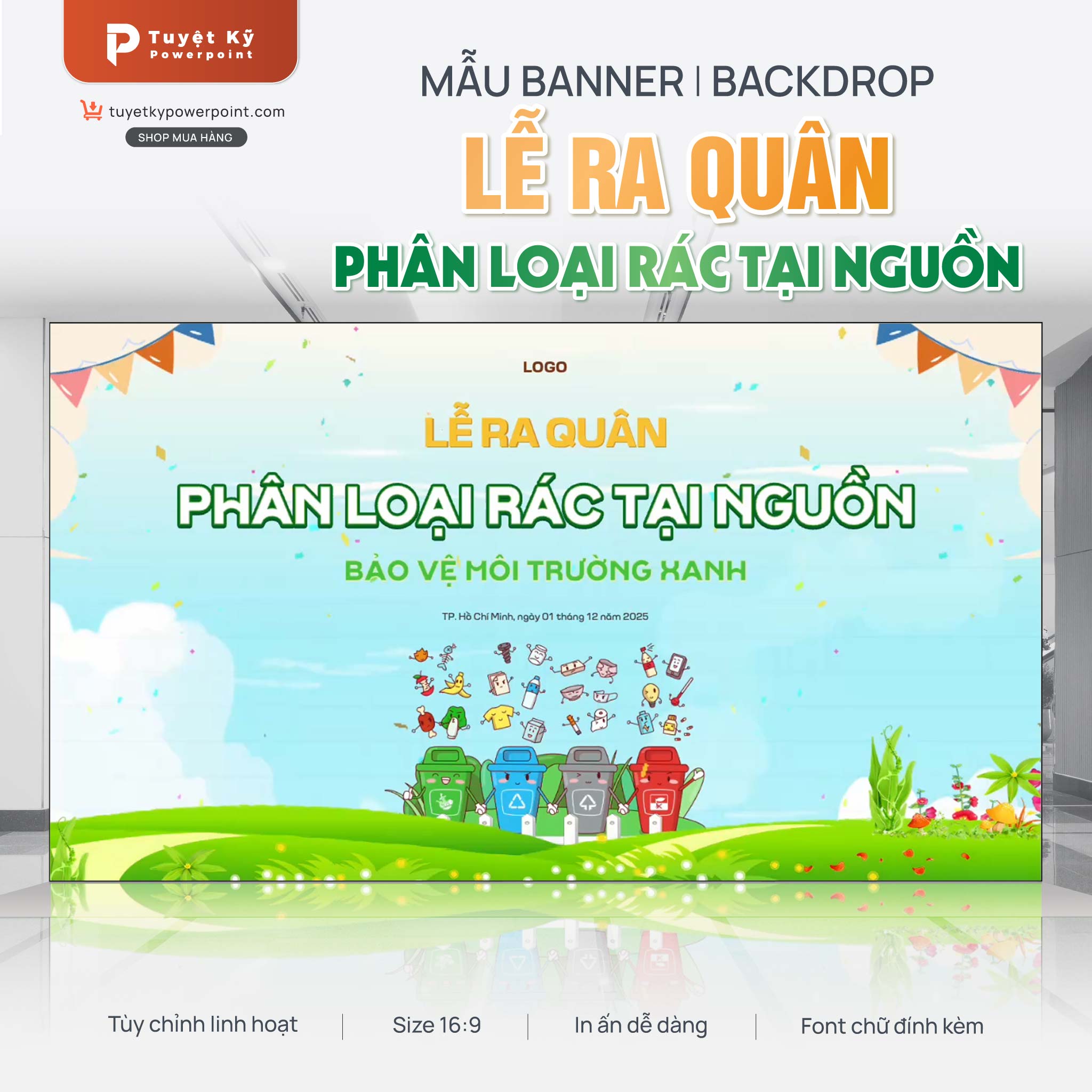 Backdrop banner lễ ra quân phân loại rác tại nguồn