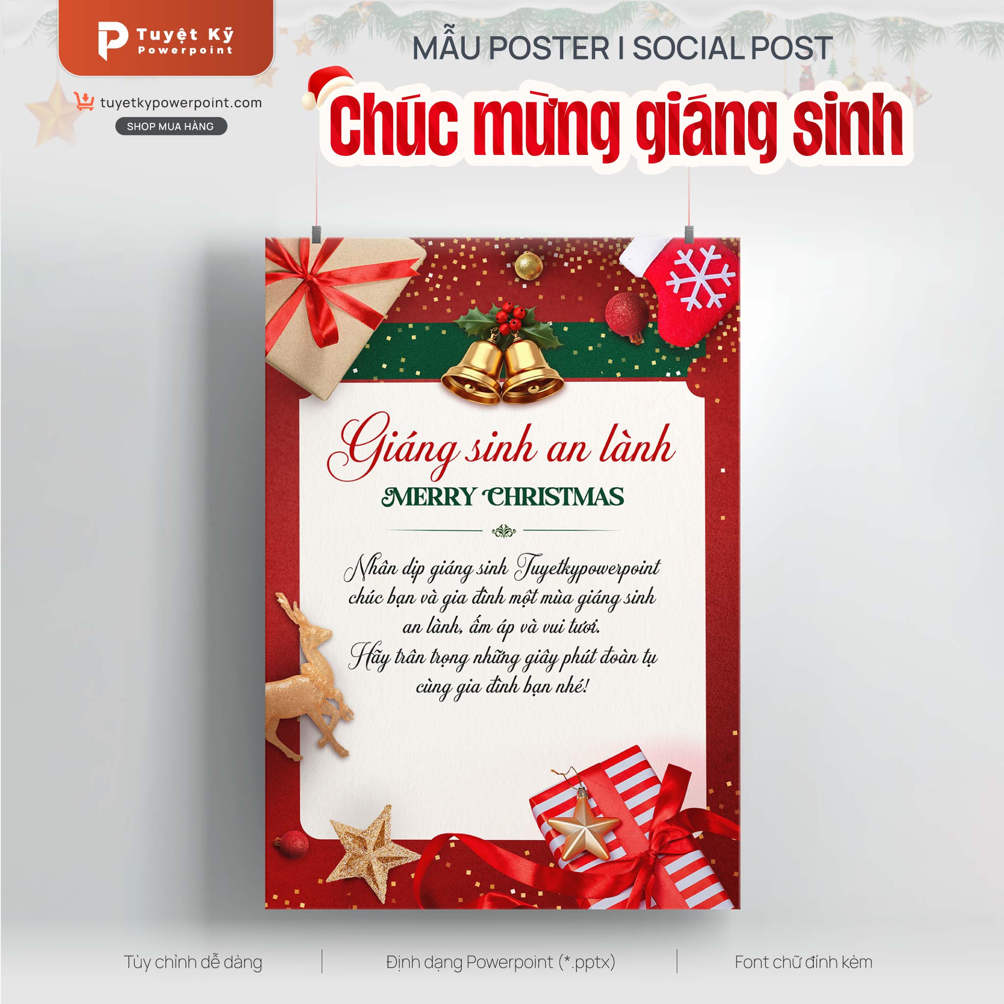 mẫu poster social post giáng sinh an lành
