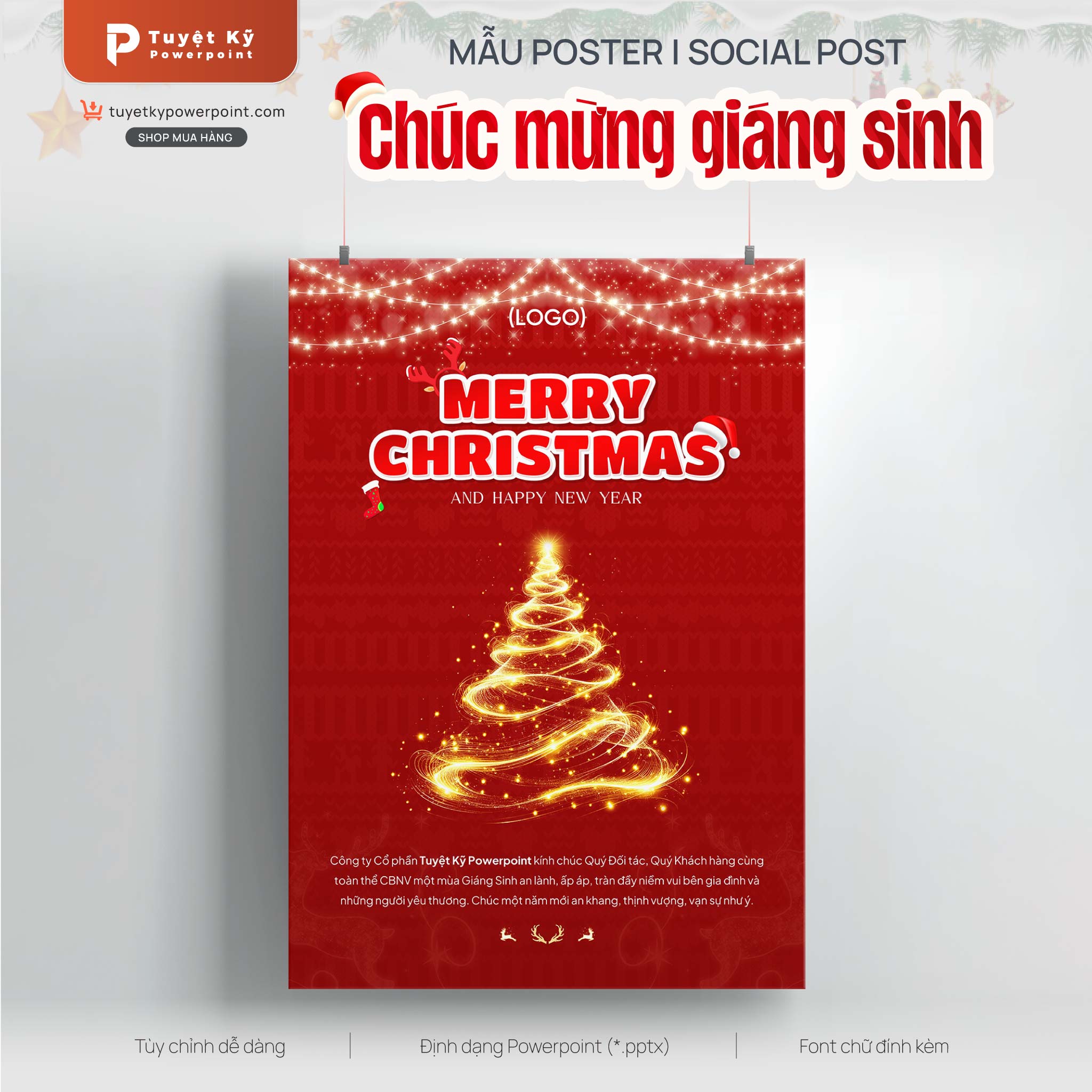 mẫu poster social post merry christmas and happy new year