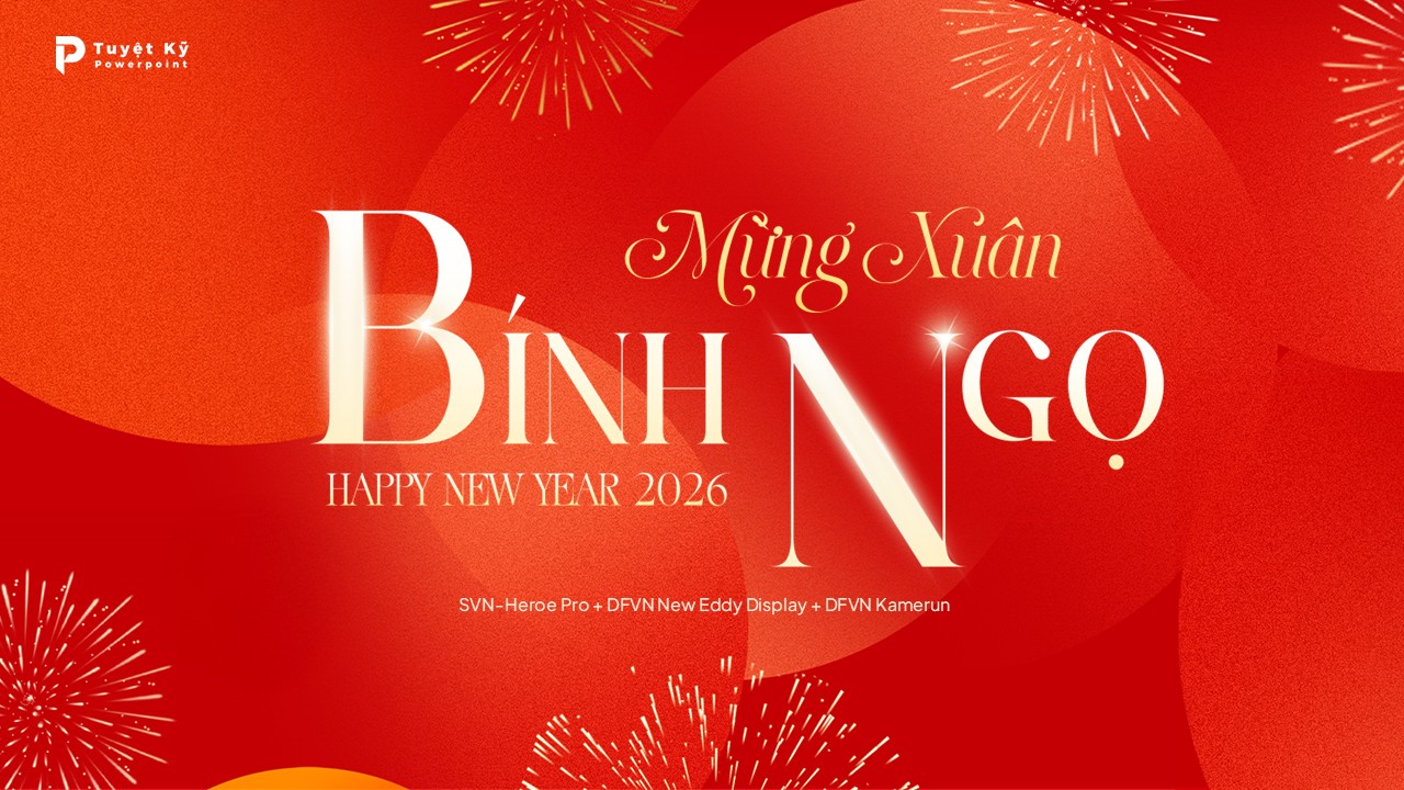 Typo "Mừng Xuân Bính Ngọ - Happy New Tear 2026"