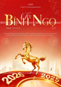 poster social post thiệp tết xuân bính ngọ