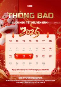 poster thông báo nghỉ tết nguyên đán 2026