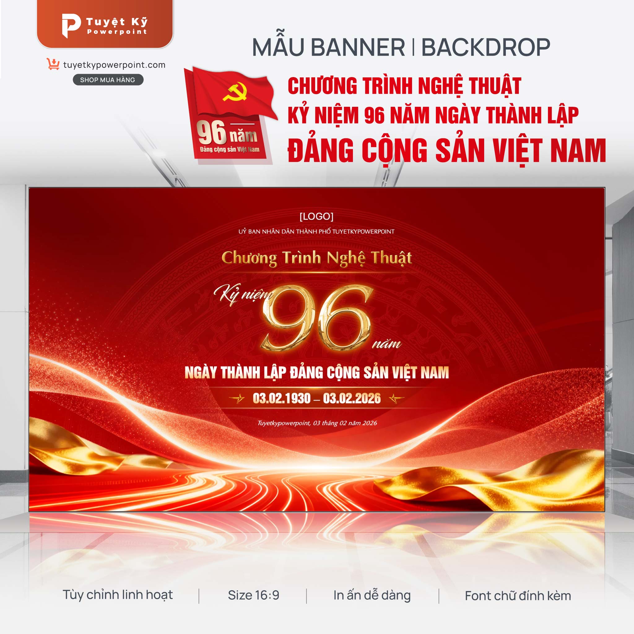 backdrop banner văn nghệ kỷ niệm 96 năm thành lập đảng
