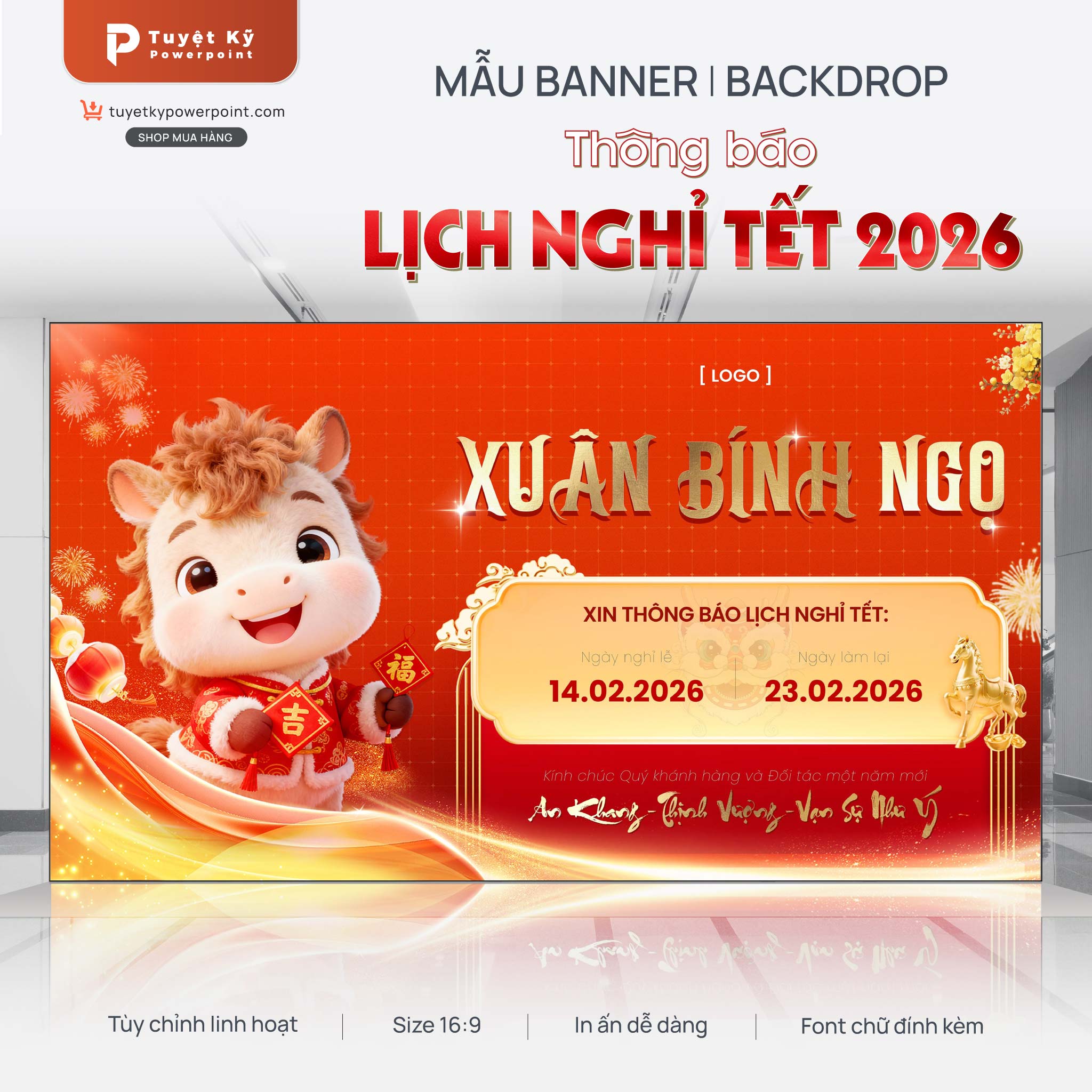 backdrop banner thông báo nghỉ tết