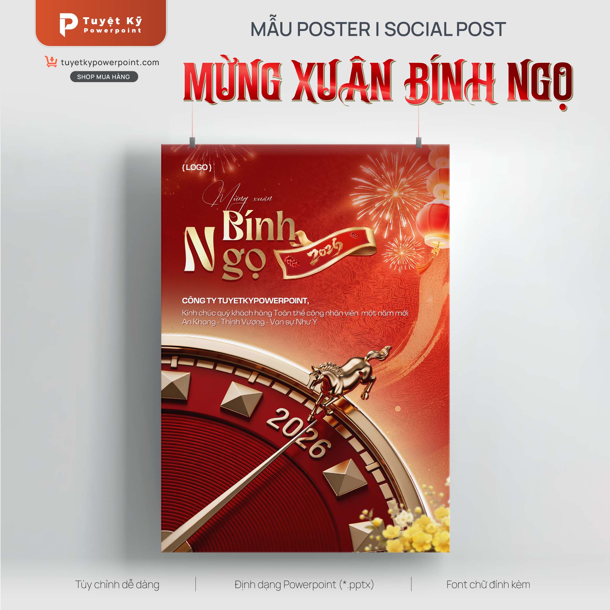 poster social post chúc mừng năm mới xuân bính ngọ