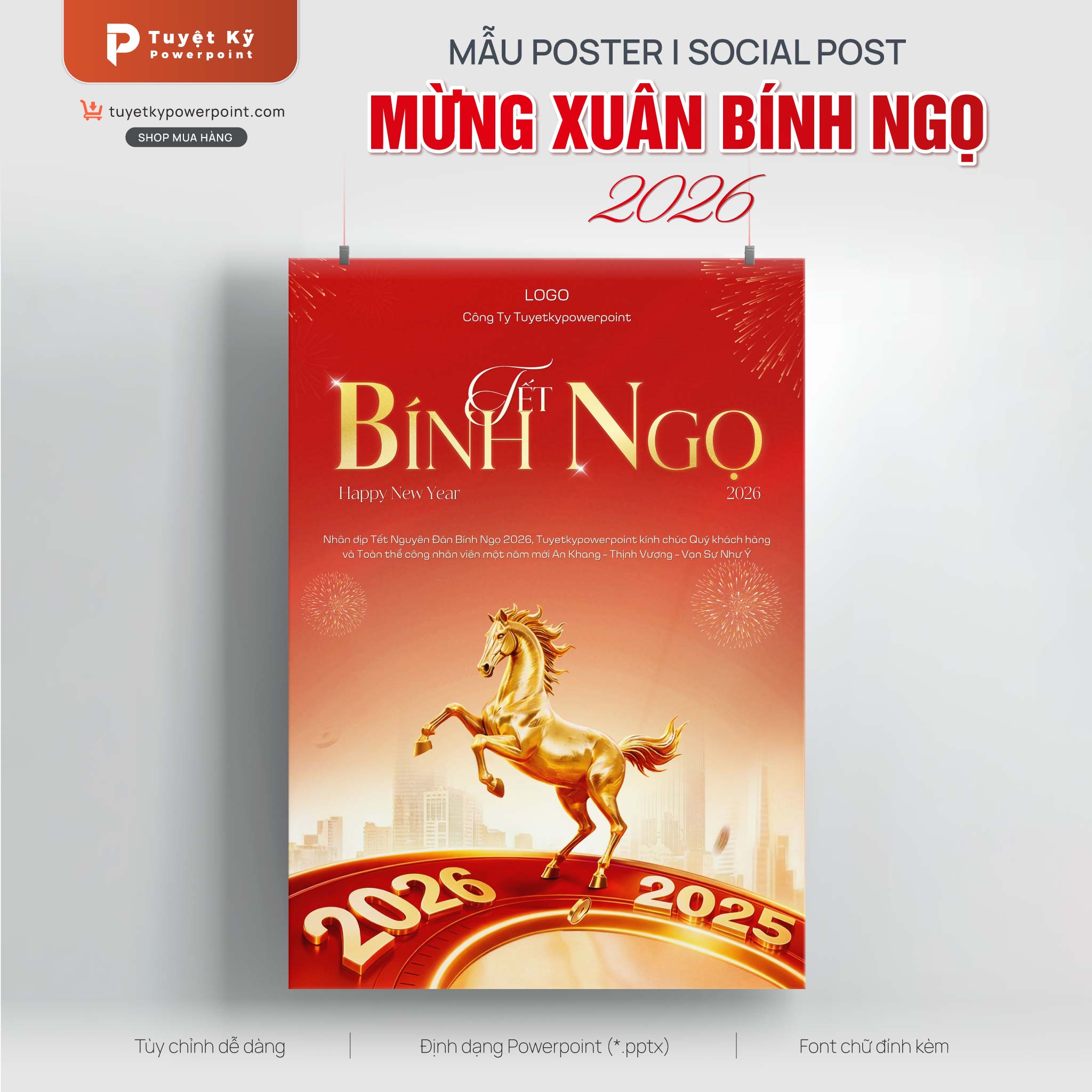 poster social post thiệp tết xuân bính ngọ