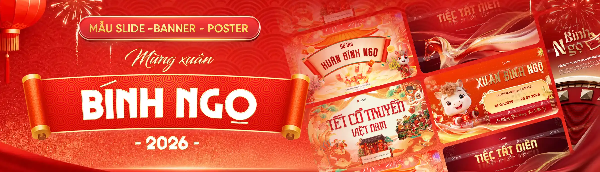 Tổng hợp thiết kế banner - poster - slide tết bính ngọ 2026