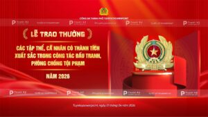 backdrop banner lễ trao thưởng các đơn vị phòng chống tội phạm