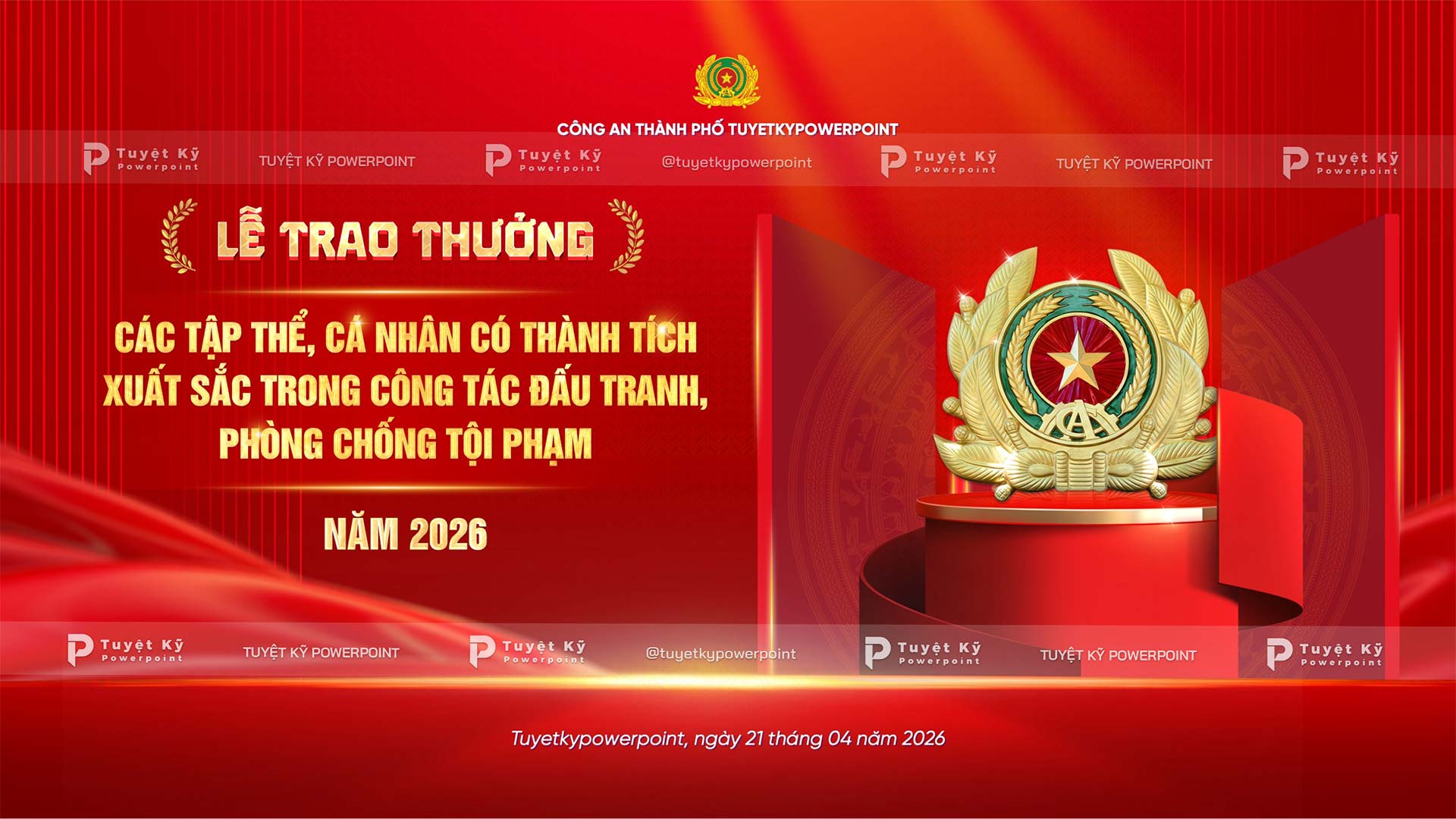 backdrop banner lễ trao thưởng các đơn vị phòng chống tội phạm