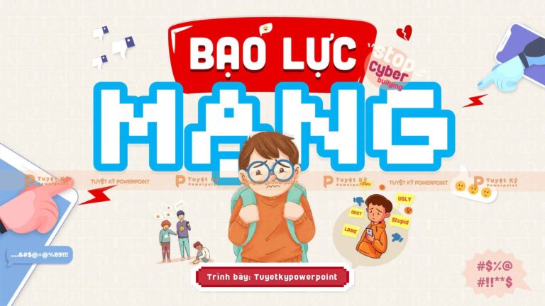 Mẫu slide bạo lực mạng - Phong cách Pixel Art