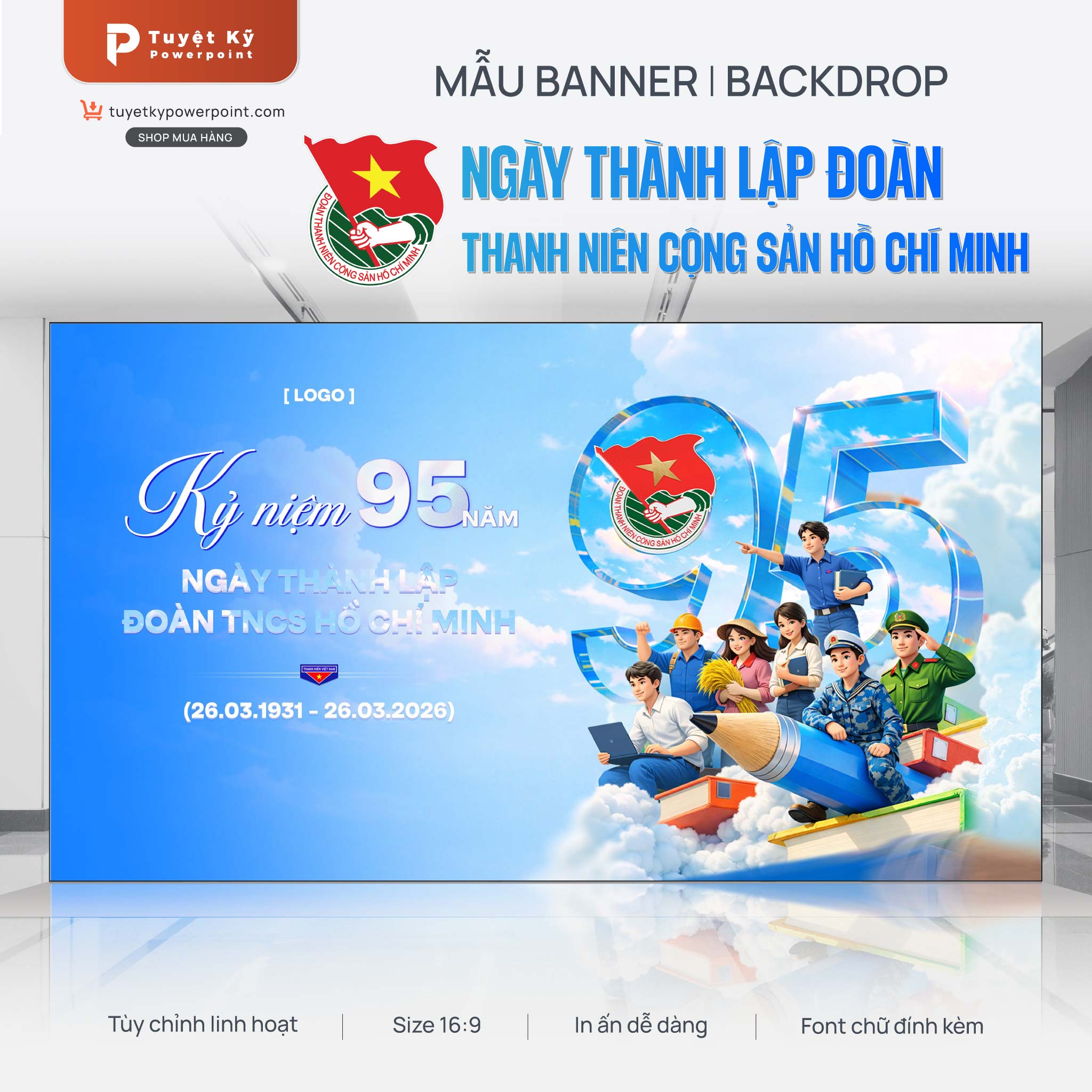 backdrop banner kỷ niệm thành lập đoàn