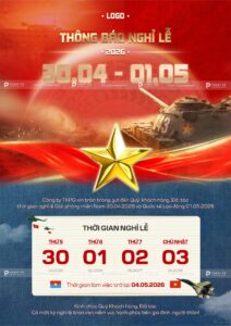 poster social post thông báo nghỉ lễ 30/4 và 1/5