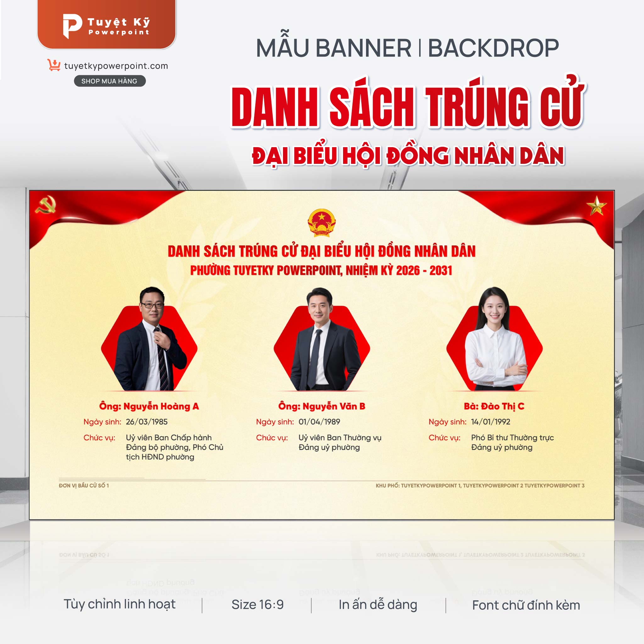 Mẫu Backdrop/Banner Danh Sách Trúng Cử Đại Biểu Hội Đồng Nhân Dân