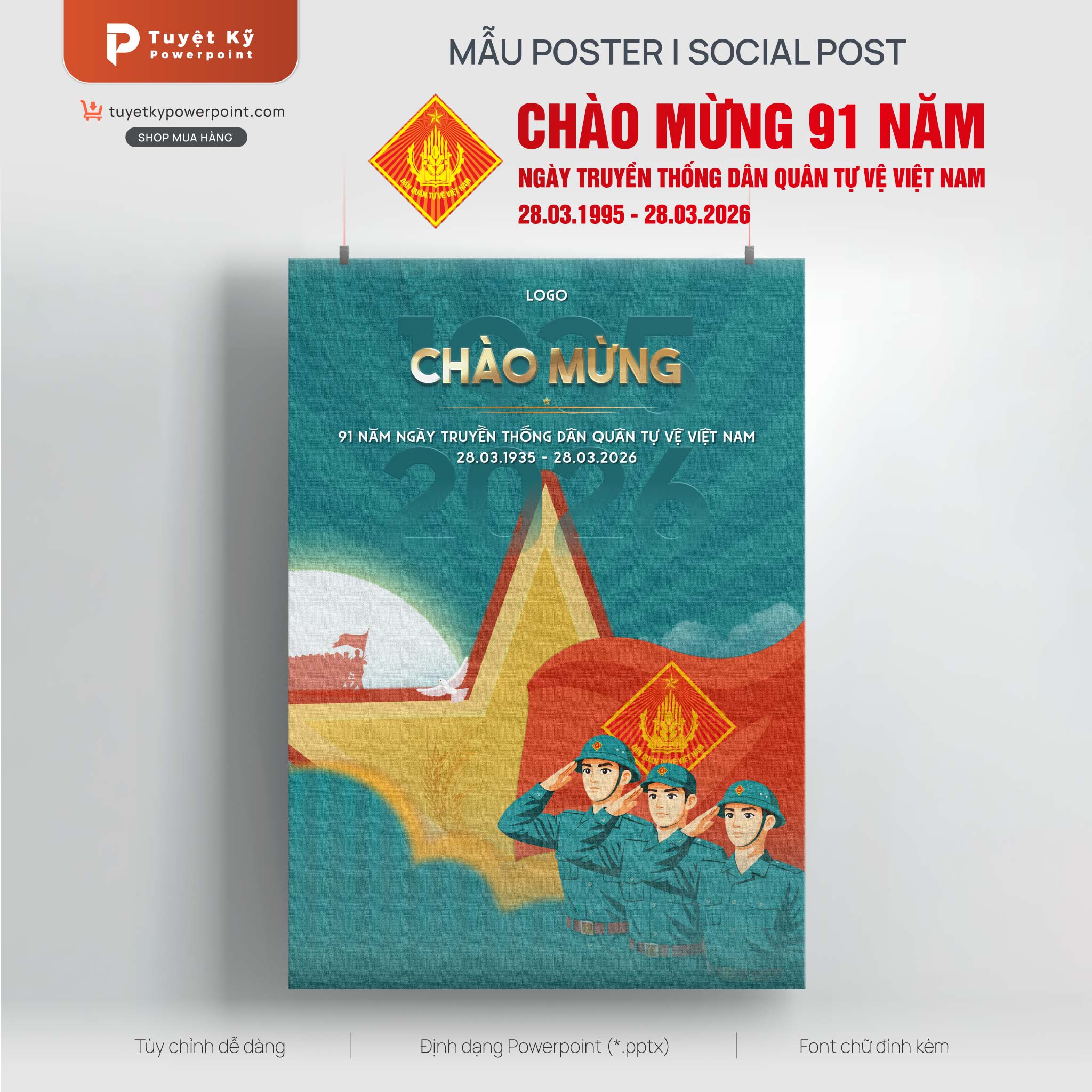 poster kỷ niệm ngày truyền thống dân quân tự việt nam