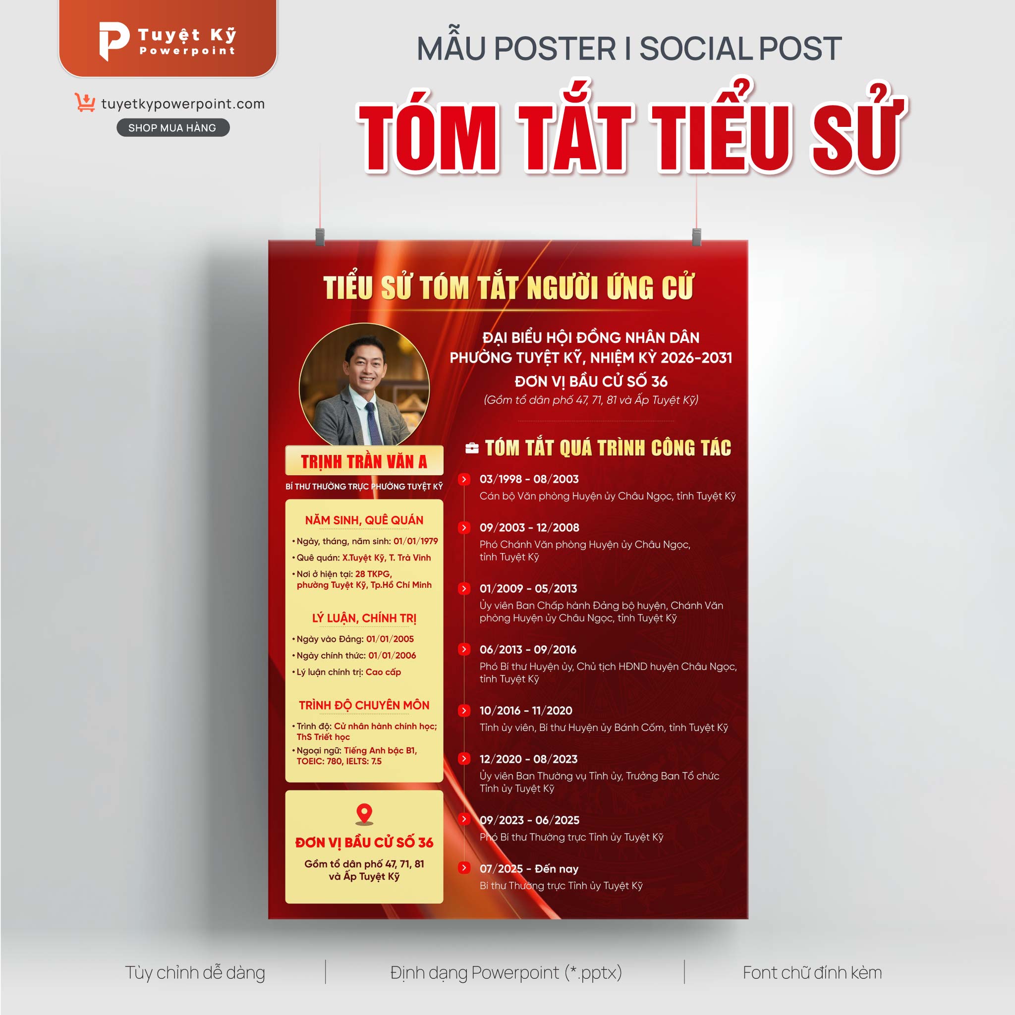 poster social post tóm tắt tiểu sử cán bộ ứng cử