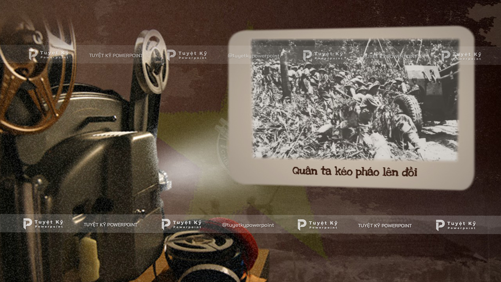 Hình ảnh quân ta vất vả kéo pháo vào trận địa