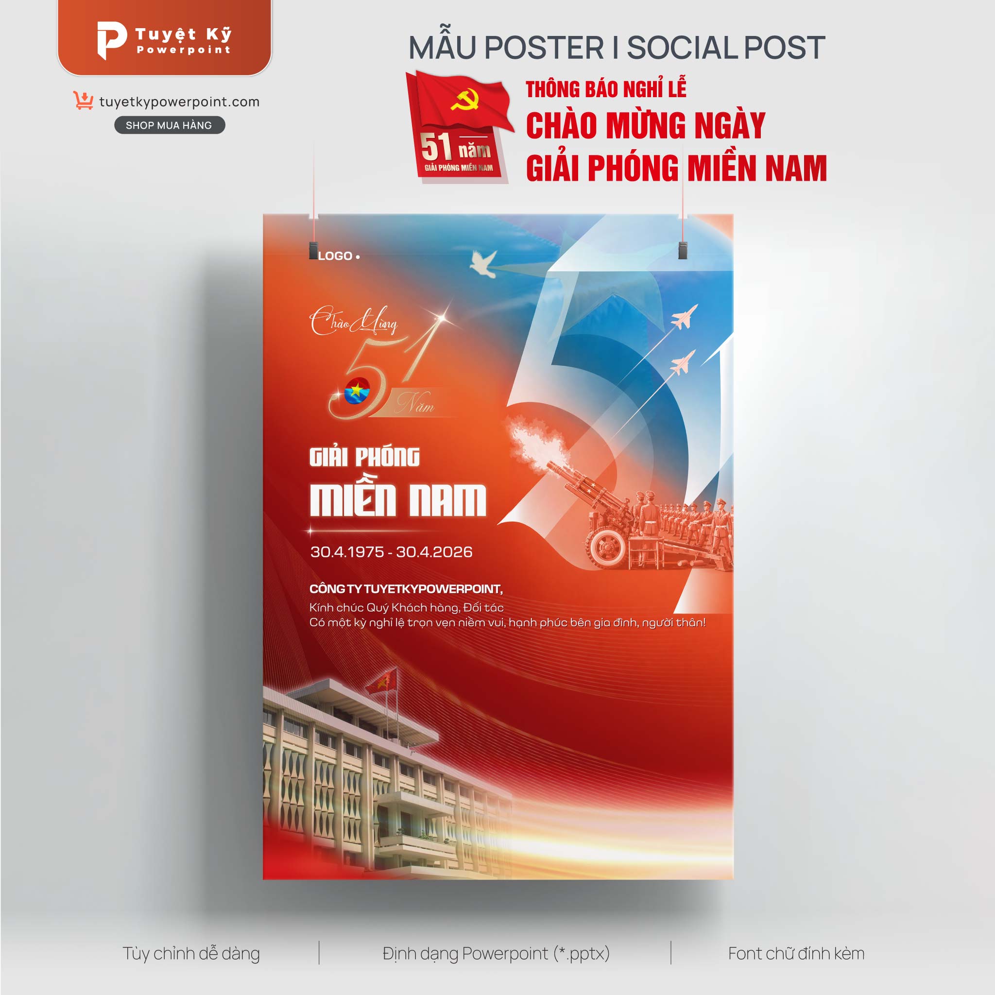 mẫu poster social post chào mừng ngày giải phóng miền nam 30/4