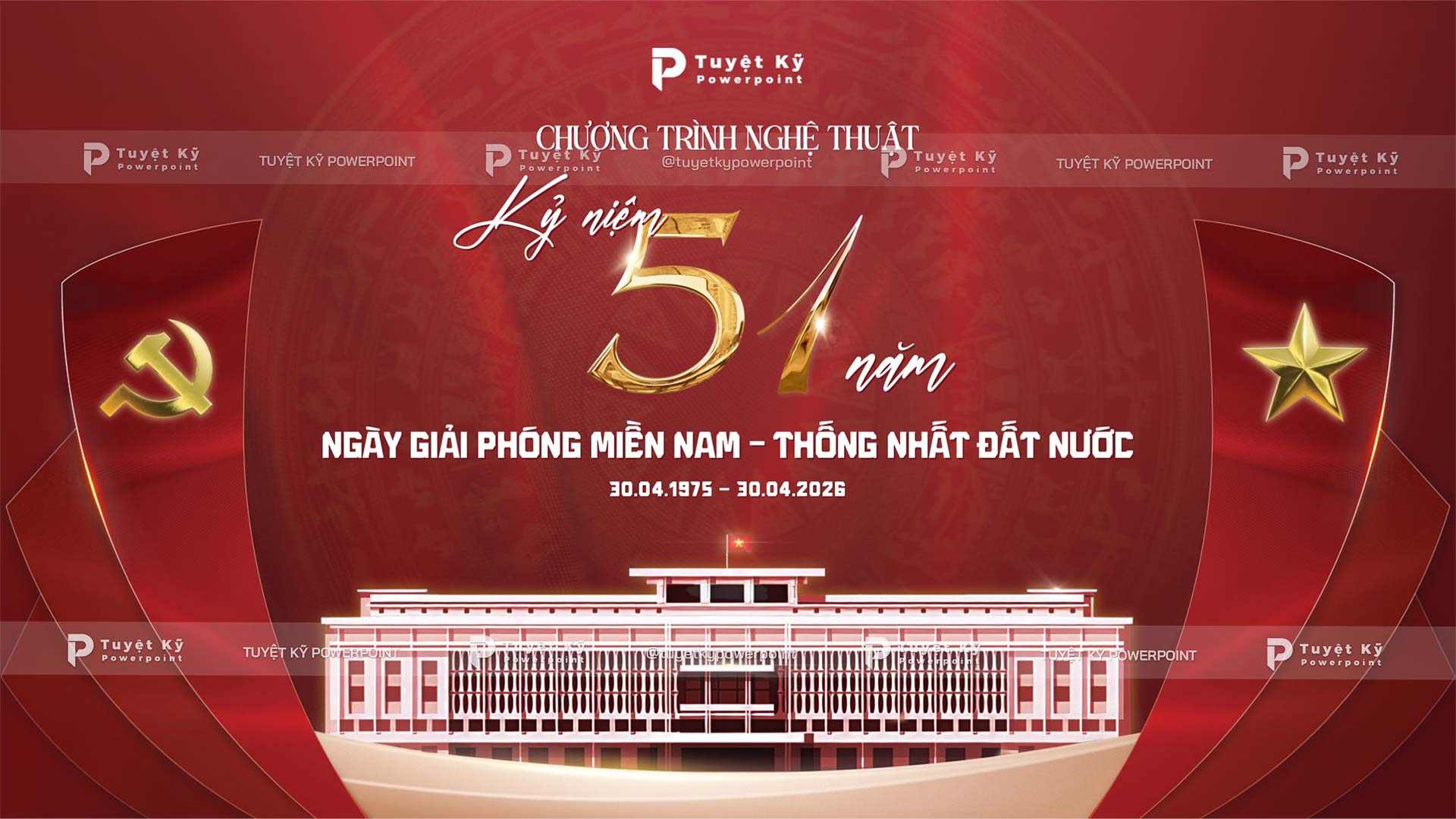 backdrop banner kỷ niệm 51 năm giải phóng miền nam 30/4