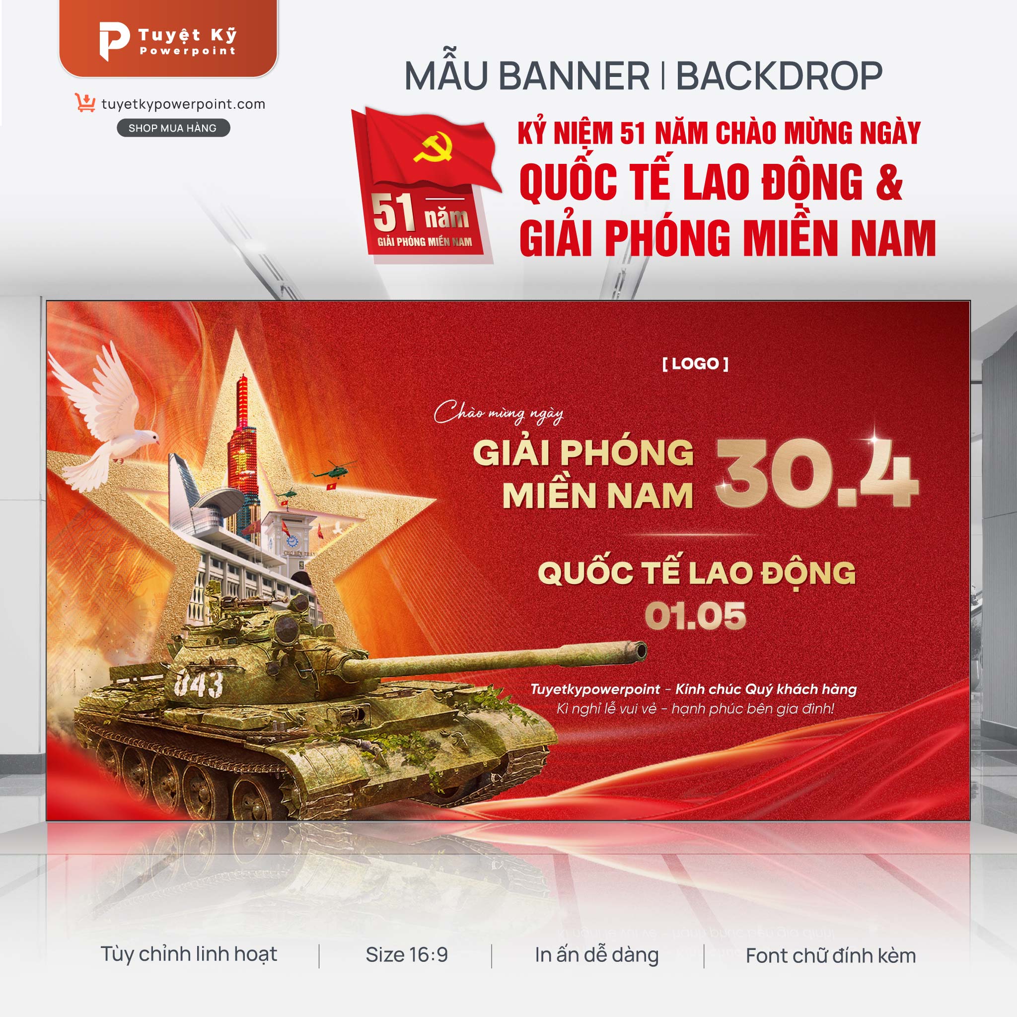 backdrop banner giải phóng miền nam quốc tế lao động