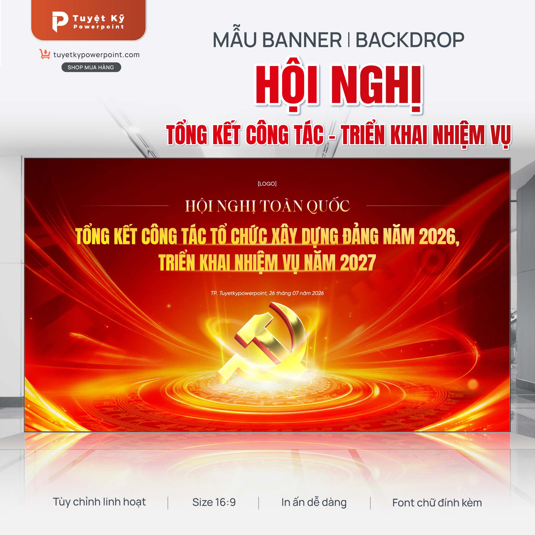 Mẫu Backdrop/Banner Hội Nghị Tổng Kết Công Tác - Triển Khai Nhiệm Vụ