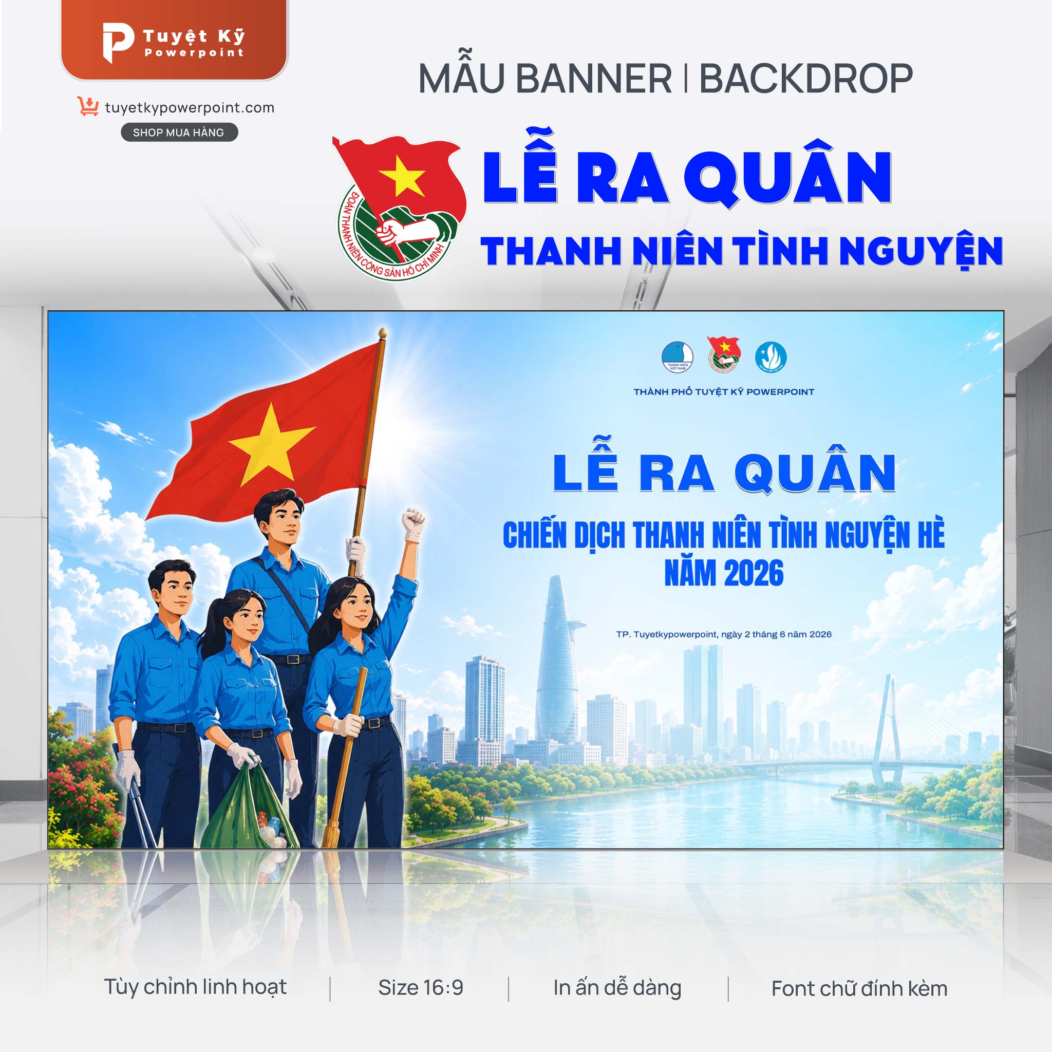 Mẫu Backdrop/Banner Lễ Ra Quân Thanh Niên Tình Nguyện Hè