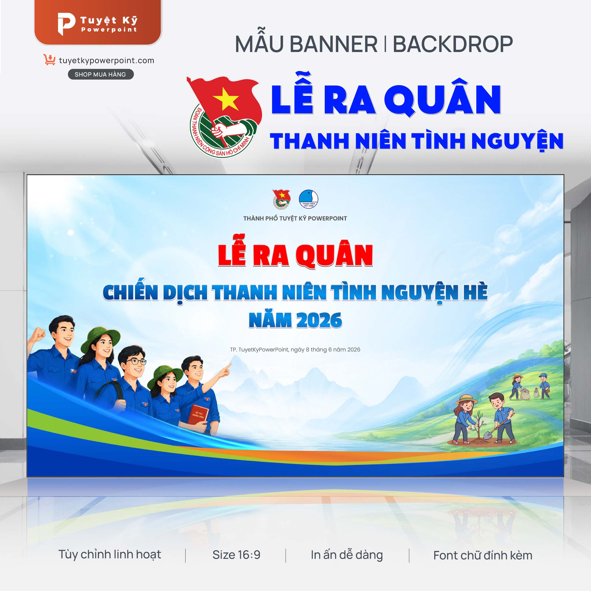 Backdrop Lễ ra quân chiến dịch thanh niên tình nguyện hè 2026