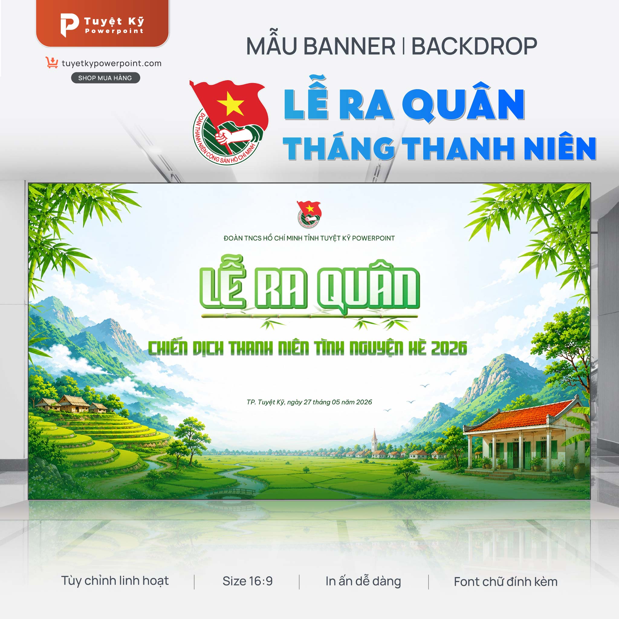Backdrop Lễ ra quân chiến dịch thanh niên tình nguyện hè 2026