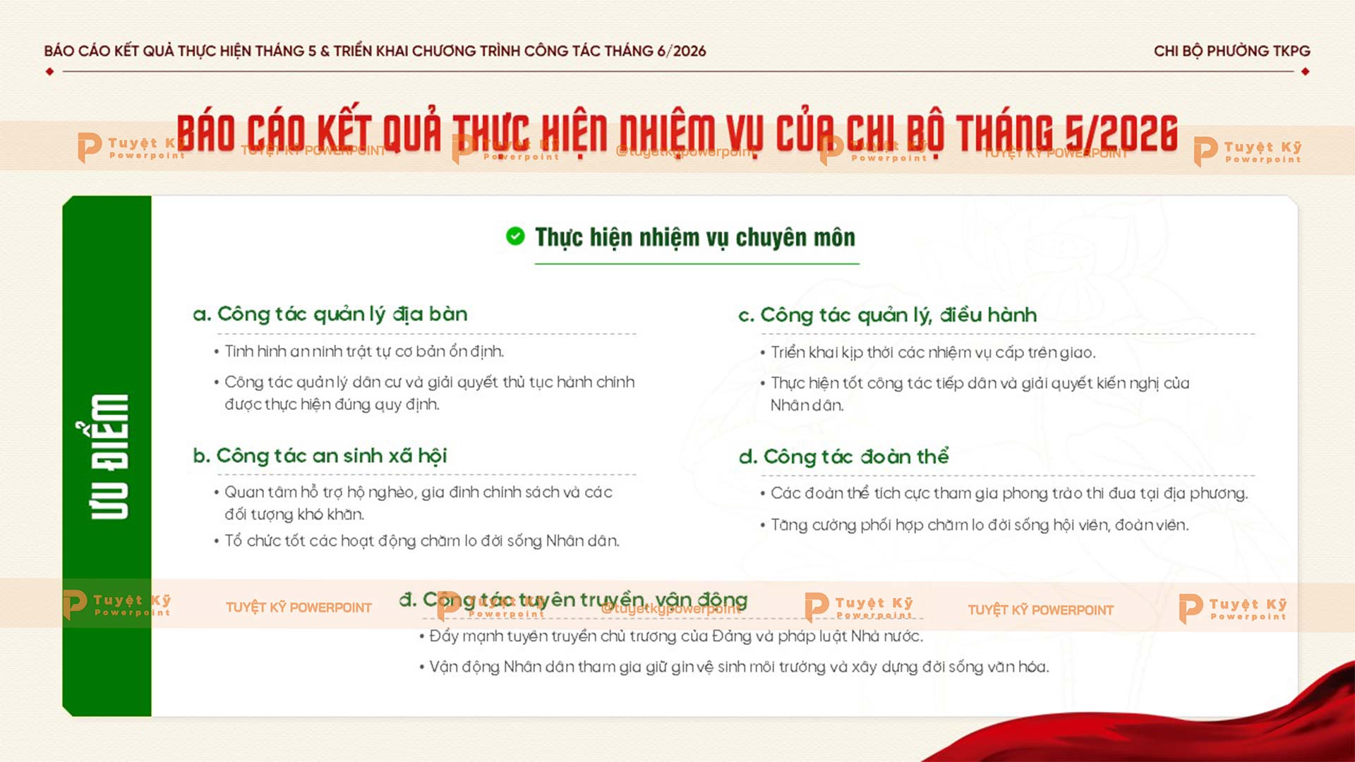 Báo cáo kết quả thực hiện nhiệm vụ của chi bộ