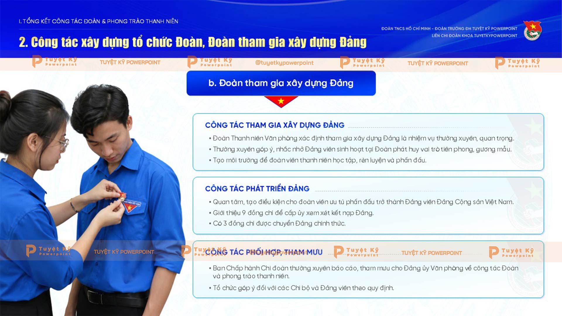 Công tác xây dựng tổ chức Đoàn, Đoàn tham gia xây dựng Đảng