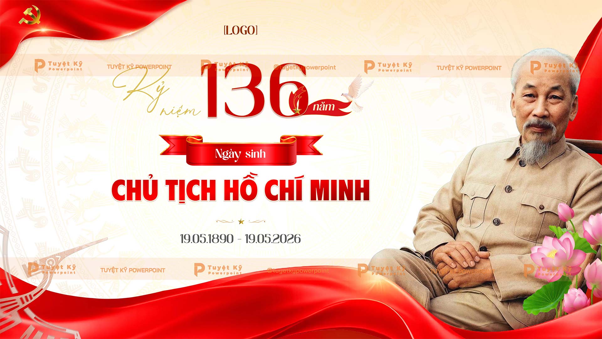Backdrop kỷ niệm 136 năm ngày sinh chủ tịch Hồ Chí Minh