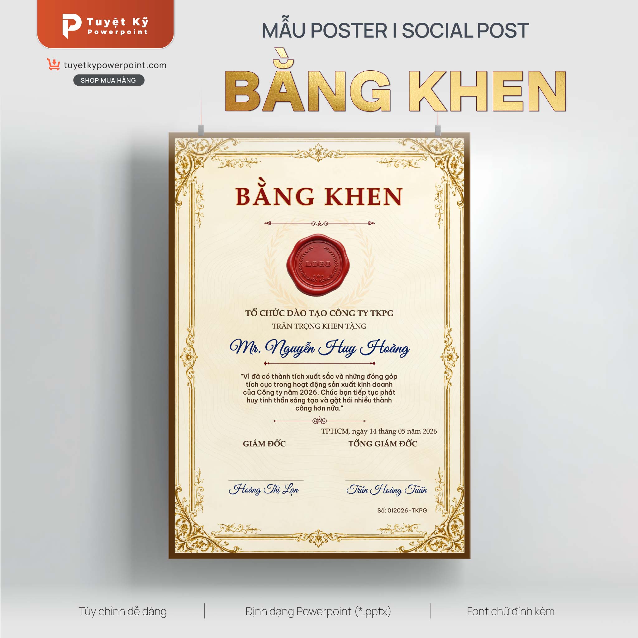 Mẫu bằng khen A4 dọc