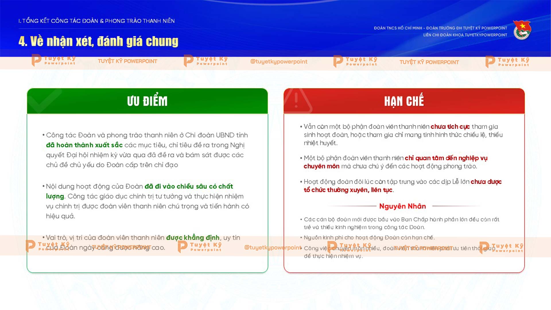 Nhận xét đánh giá chung công tác Đoàn